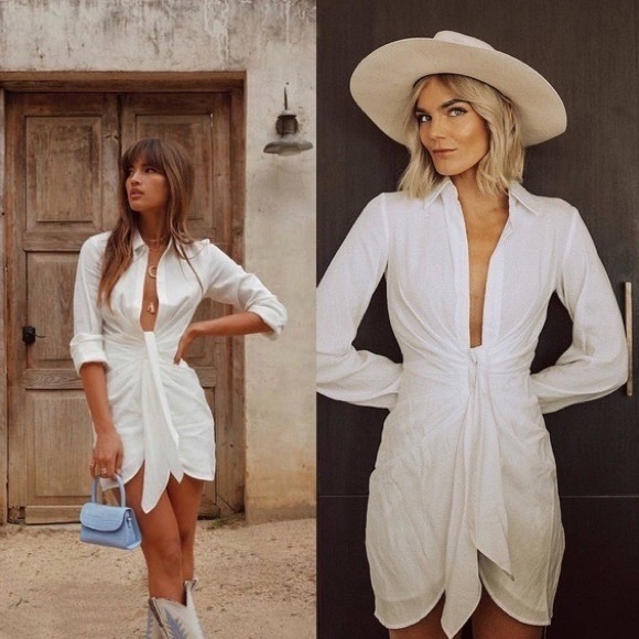 Choosy Crosby St White Plunge Dress - Picture 4 of 4